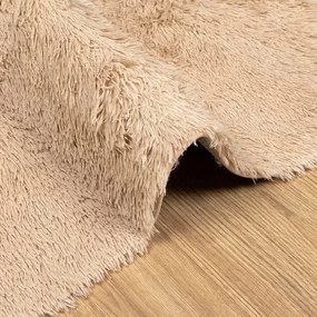 Beżowy dywan z długim włosiem 200x200 N1-W86