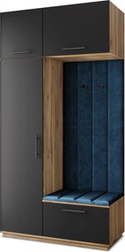 Masseno Garderoba REMA 120/240/60 cm Nowoczesna Szafa do Przedpokoju Dąb wotan, MONOLITH 77 (Niebieski)