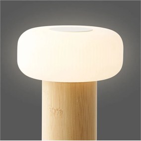 Biała/w naturalnym kolorze bambusowa lampa stołowa z plastikowym kloszem (wysokość 18 cm) Stafford – House Nordic