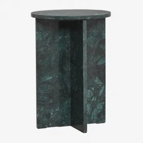 Stolik Nocny Ø35 Cm Z Marmuru Mencia Zielony Marmur Udaipur - Sklum