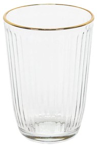 Prążkowana szklanka ze złotym brzegiem, 395 ml
