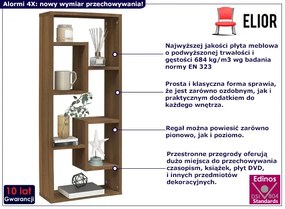 Wiszący lub stojący regał z otwartymi półkami brązowy dąb Roterix 4X