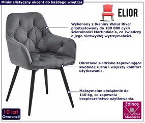 Pikowane nowoczesne szare krzesło obrotowe D8-G02