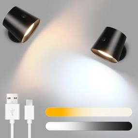 NETTLIFE Zestaw 2 lamp ściennych z metalową klatką do wnętrz, nowoczesna, ściemniana, regulowana metalowa lampa sufitowa w kolorze czarnym o kącie 360°