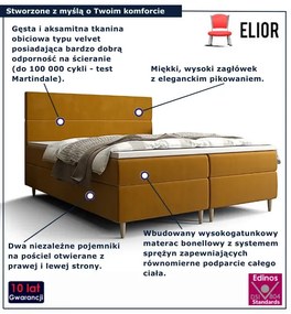 Łóżko kontynentalne w kolorze musztardowym 7 rozmiarów A6-G62