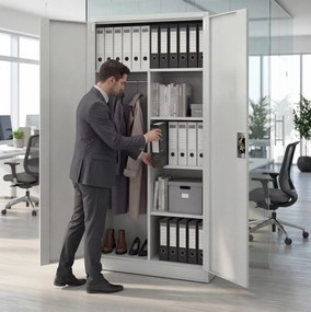 Szafa gospodarcza zamykana szara DAWID 900 x 1850 x 450 mm