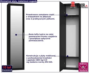 Szafa jednodrzwiowa z lustrem do przedpokoju Kaya Mercado 5X
