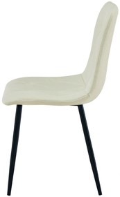Beżowe krzesło tapicerowane z czarnymi nogami D0-M97