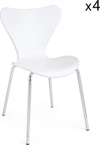 Zestaw 4 białych krzeseł z polipropylenu i nóg z chromowanej stali - TESSA