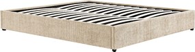 Łóżko ze skrzynią 140 x 190 cm z teksturowanej tkaniny - Beżowy - FIRMEO od YSMÉE
