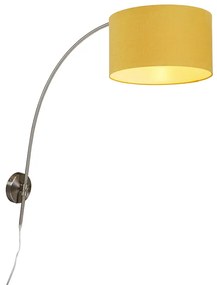 Lampa ścienna łukowa stalowa z żółtym kloszem 35/35/20 regulowana Nowoczesny Oswietlenie wewnetrzne