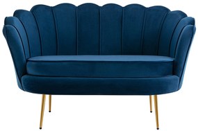 Kanapa 2-osobowa w kształcie muszli z ciemnoniebieskiego weluru DANDELION marki Pascal Morabito