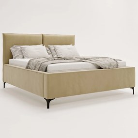 Łóżko tapicerowane LULU z pojemnikiem na pościel na wysokich nóżkach