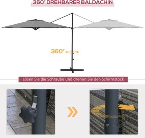 Outsunny Parasol Ogrodowy 3m Korba Regulowany Obrotowy Metal Ciemnoszary | Aosom PL