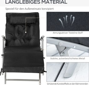 Outsunny leżak ogrodowy skladany duży leżak plazowy regulowany leżak metalowy compact do ogrodu i plaży | Aosom PL