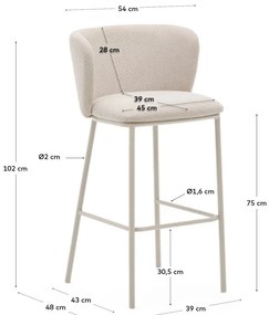 Beżowy hoker (wysokość siedziska 75 cm) Ciselia – Kave Home
