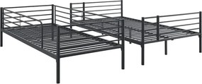 Łóżko Piętrowe Młodzieżowe 90x200 cm/ 120x200 cm TRES Metalowe Czarne Loft