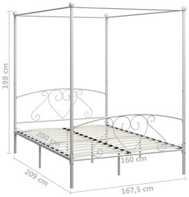 Białe łóżko małżeńskie z baldachimem 160x200 cm - Nila