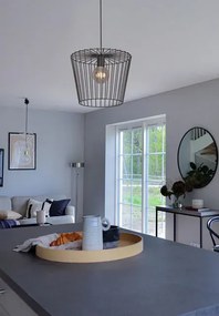 Czarna industrialna lampa wisząca druciana - 7X S565 F8-M09