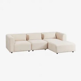 Sofa Modułowy 3-częściowy Z Pufem Fogler Len Aksamit Beż Lniany - Sklum
