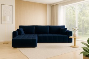 Granatowy welurowy narożnik w kształcie L T4-D16