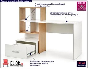 Białe Nowoczesne Biurko Młodzieżowe Komputerowe Z Półkami Lenora 5X