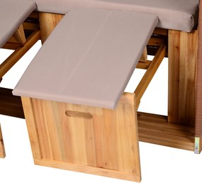 Outsunny Leżak 2-osobowy z daszkiem, uchwyty na napoje, PE-rattan, jasny brąz, 118x79x150cm | Aosom PL