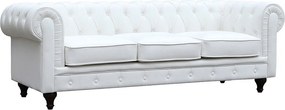 Sofa Chesterfield "Aliza" nierozkładana - 208 x 82 x 70 cm - 3 miejsca - Biała