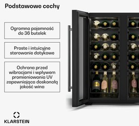 Klarstein Shiraz 48.1cm 36 Butelek Winiarka Dwustrefowa Czarny