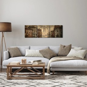 Obraz - Malowanie miasta (z zegarem) (90x30 cm)