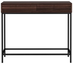 Ciemnobrązowa konsola z blatem w dekorze orzecha 35x90 cm Celine – Støraa