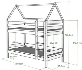 Białe podwójne łóżko piętrowe domek dla dzieci - Zuzu 3X 180x90 cm