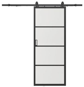 Drzwi przesuwne naścienne - aluminium i przezroczyste szkło hartowane - wys. 205 x szer. 93 cm - SINCA II