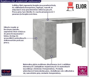 Biurko z regałem w kolorze szarego betonu - Avezo