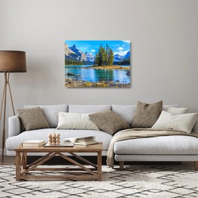 Obraz na szkle - Krajobraz górski z rzeką (70x50 cm)