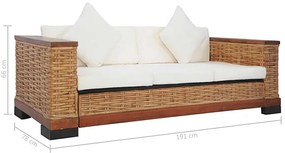 Sofa trzyosobowa - rattan + brąz D0-T97