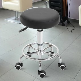 Vinsetto Taboret salonowy, regulowany, sztuczna skóra, do 110 kg, Ø42x50-64H cm, Czarny