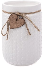 Ceramiczna waza Wood heart biała, 14 x 20 cm