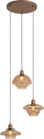 Lampa wisząca retro ciemny brąz z bursztynowymi kloszami 3-punktowa - Smokey