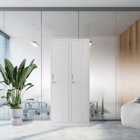 Szafka ubraniowa BHP szara: czterokomorowa KACPER, 800 x 1800 x 500 mm