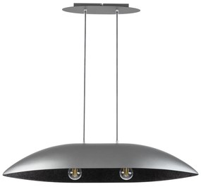 Podłużna lampa wisząca, oświetlenie stołu w jadalni, Gondola srebrno- czarna, szerokość 84,114cm