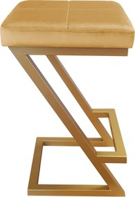 Hoker ZETA krzesło barowe tkanina Welur podstawa metalowa LOFT : Kolor Stelaża - Złoty, Kolor tkaniny - VELVET - MG15