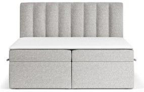 Jasnoszare łóżko boxspring ze schowkiem 160x200 cm Novento – Maison de Rêve