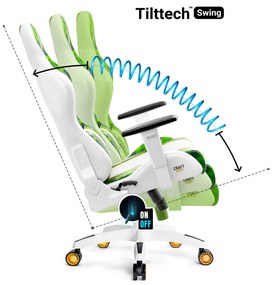 Fotel gamingowy Diablo X-One 2.0 Normal Size, Craft Edition, biało-zielony