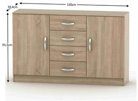 Komoda BETTY 2, dąb sonoma