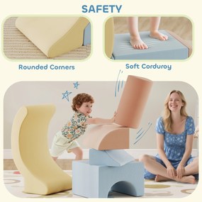 AIYAPLAY Zestaw 5 Piankowych Klocków do Wspinania, z Pokryciem z Cordu, Lekkie, do Budowania, Raczkowania, Wspinania, Kolorowe