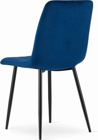 PROMOCJA Niebieskie aksamitne krzesło LAVA z czarnymi nogami II. jakość