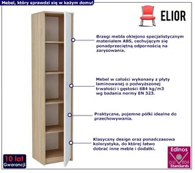 Skandynawski regał z drzwiczkami dąb sonoma + biały Invell