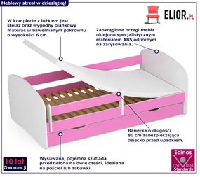 Łóżko dla dziewczynki białe + różowy Miwa 4X