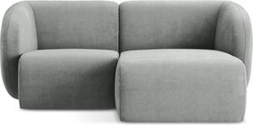 Szary narożnik z tkaniny szenilowej (prawostronny/z szezlongiem) Lani – Makamii